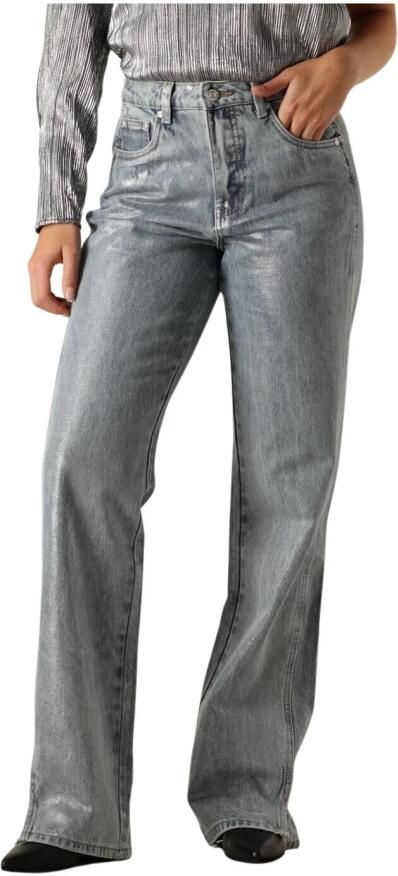 Gestuz Metallic Straight-Leg Jeans Coated Blue Wash Blue Dames - Foto 5