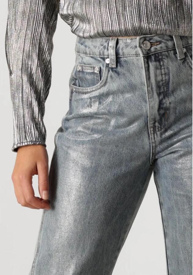 Gestuz Metallic Straight-Leg Jeans Coated Blue Wash Blue Dames - Foto 4