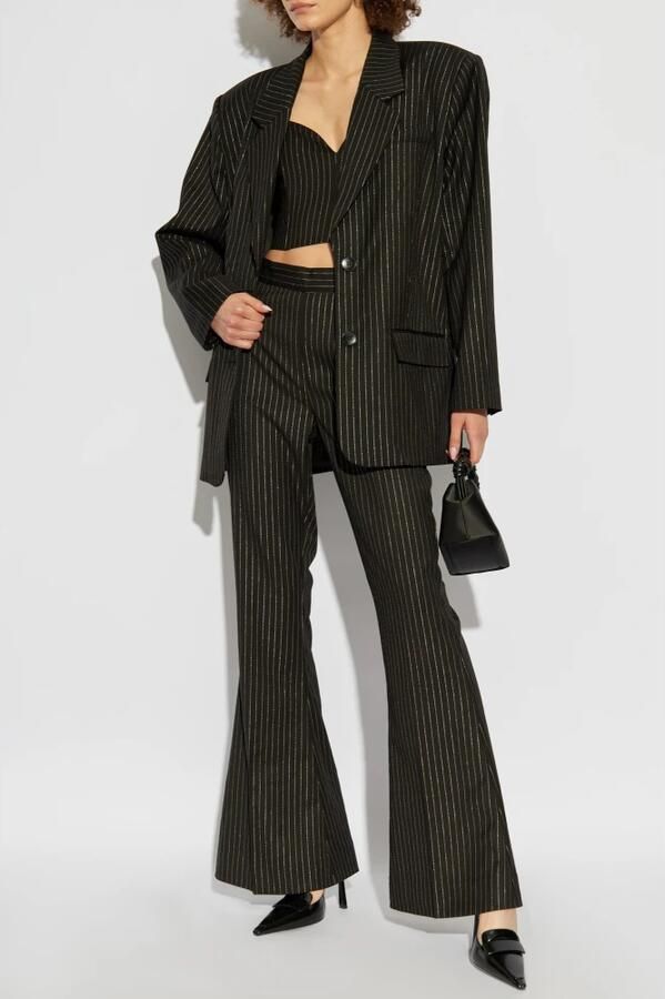 Gestuz Hoge taille flare broek met krijtstreep patroon Black Dames - Foto 8