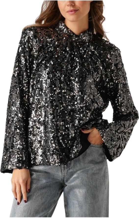 Gestuz Zwarte Pailletten Blouse voor Vrouwen Black Dames - Foto 7