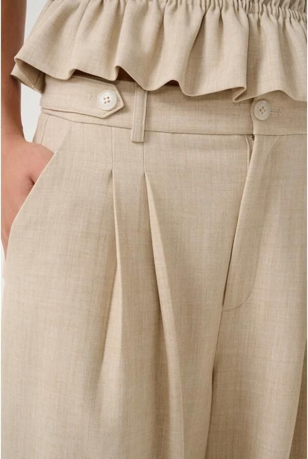 Gestuz Zwarte Wijde Pijp Broek met Zakken Beige Dames - Foto 2