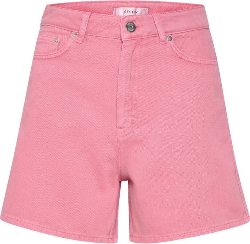 Gestuz Hoge taille denim shorts Roze Dames