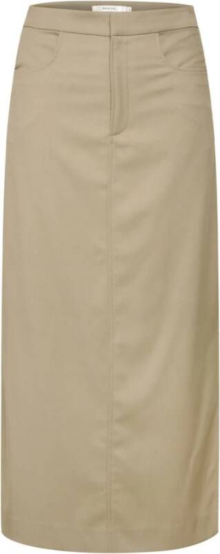 Gestuz Maxi Rok met Hoge Taille en Zijzakken Beige Dames