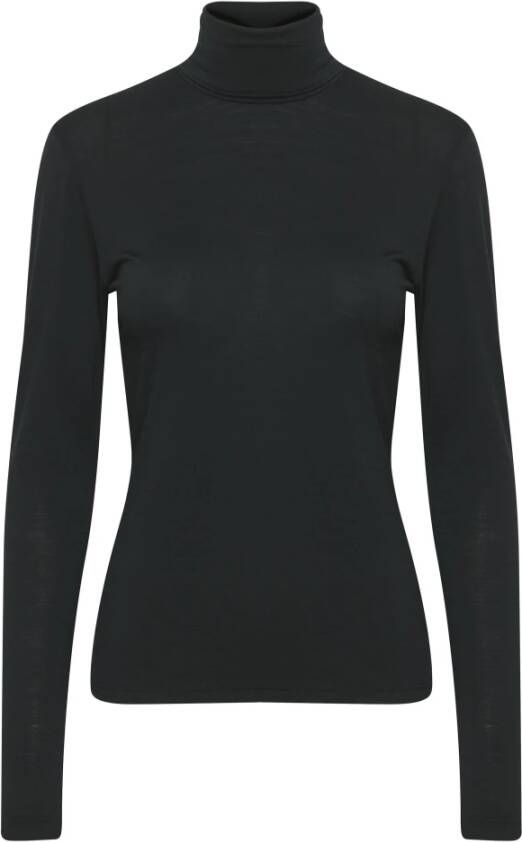 Gestuz Zachte en Comfortabele Wol Rollneck Coltrui Black Dames