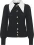 Gestuz Stijlvol Gestreepte Kraag Cardigan Zwart Dames - Thumbnail 1