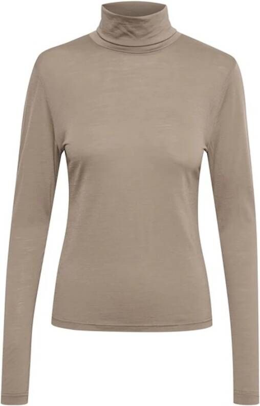 Gestuz Wollen Rollneck Top Blijf warm en stijlvol Beige Dames