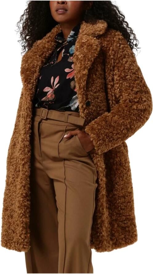 Giacomo Faux Fur Shearling Jas Camel Brown Dames - Foto 3