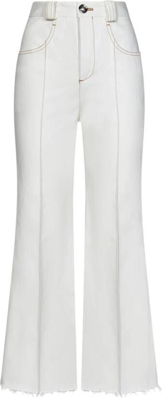 Giambattista Valli Witte wijde jeans met rafelige zoom White Dames