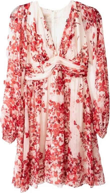 Giambattista Valli Pre-owned Floral-Print Silk-Chiffon Dress Rood Dames