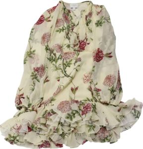 Giambattista Valli Pre-owned Ruffled Floral Print Mini Dress Silk Beige Dames