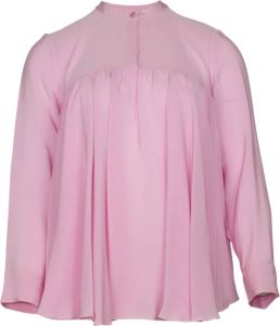 Giambattista Valli Pre-owned Shirred Long Sleeve Blouse Silk Roze Dames