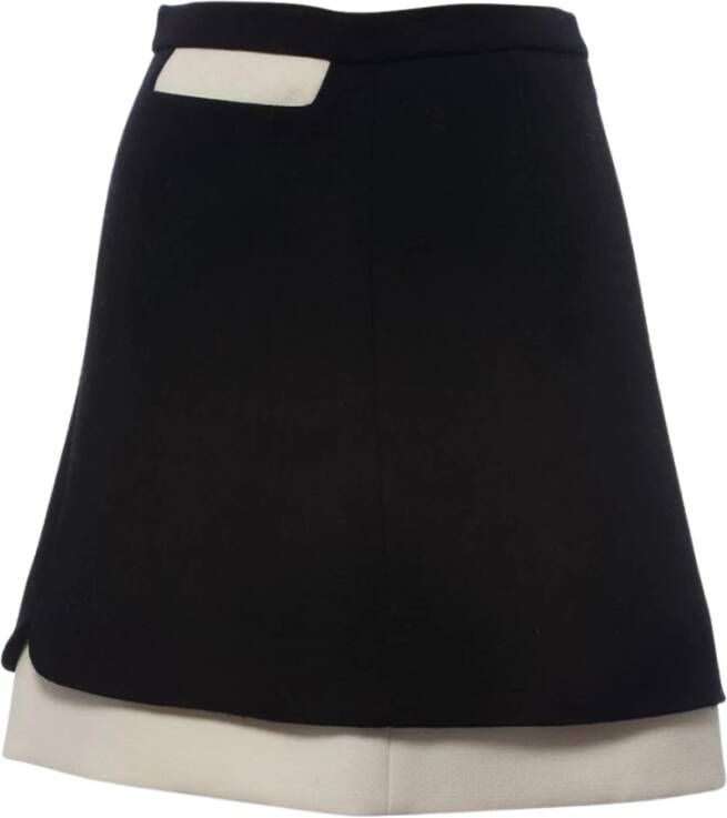 Giambattista Valli Pre-owned Wool-Blend Crepe Mini Skirt Zwart Dames