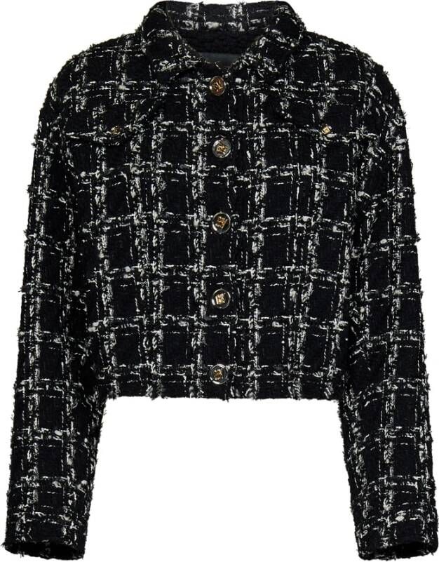 Giambattista Valli Zwarte wollen blend tweed cropped jas Black Dames