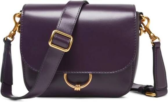 Gianni Chiarini Crossbody tas van geborsteld leer met metalen bedel Brown Purple Dames