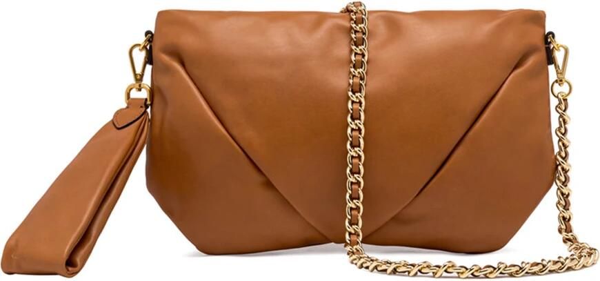 Gianni Chiarini Elegante Leren Bruine Avond Clutch Brown Dames