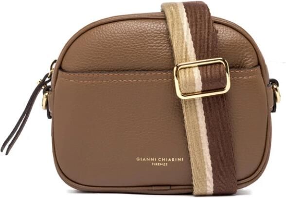 Gianni Chiarini Nina Camera Tas met Gestreepte Schouderband Bruin Dames - Foto 4