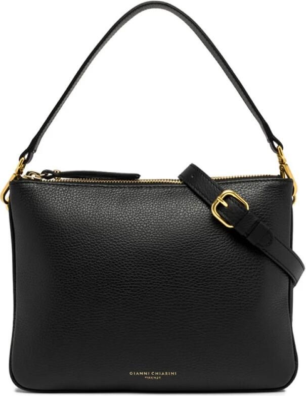 Gianni Chiarini Mat leren schoudertas met rits Black Dames - Foto 3