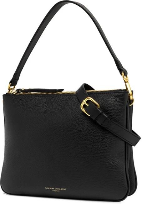 Gianni Chiarini Mat leren schoudertas met rits Black Dames - Foto 2