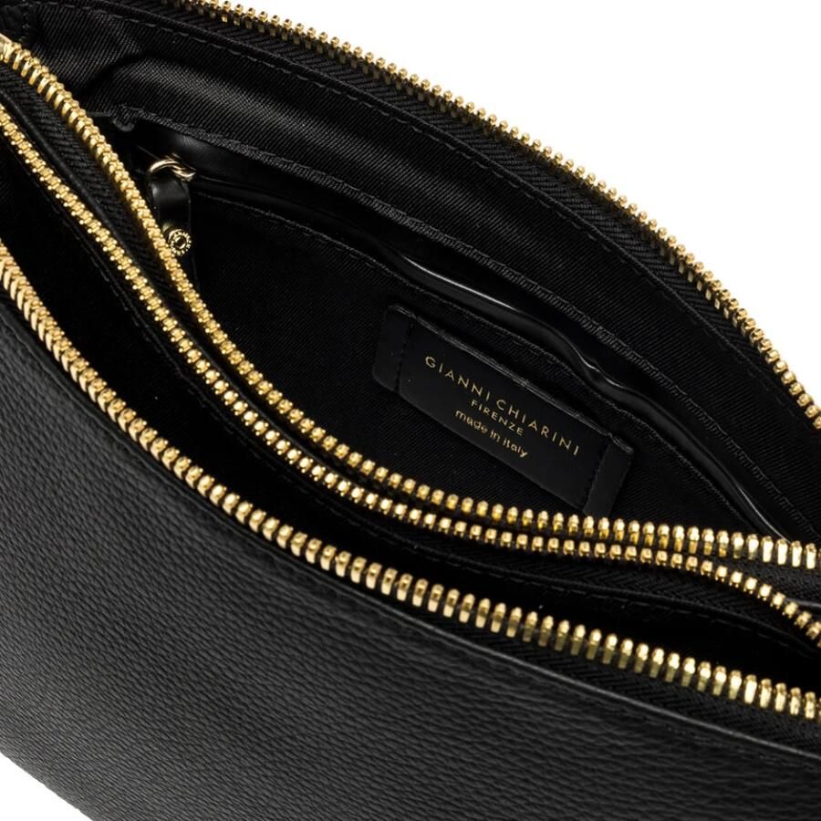 Gianni Chiarini Mat leren schoudertas met rits Black Dames