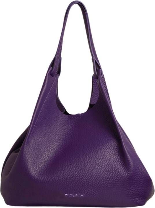 Gianni Chiarini Grote Dua Gehamerd Leren Schoudertas Purple Dames