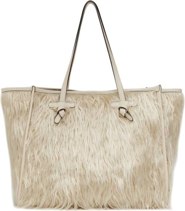 Gianni Chiarini Marcella Tote in Eco Four Monkey met Contrasterend Canvas Interieur Beige Dames