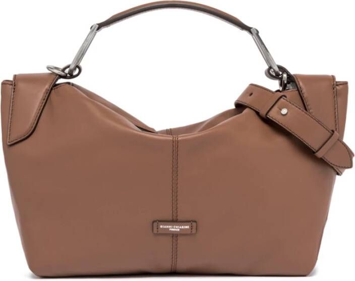 Gianni Chiarini Middelgrote Nappa Schoudertas met Kurkgecoate Handgreep Bruin Dames