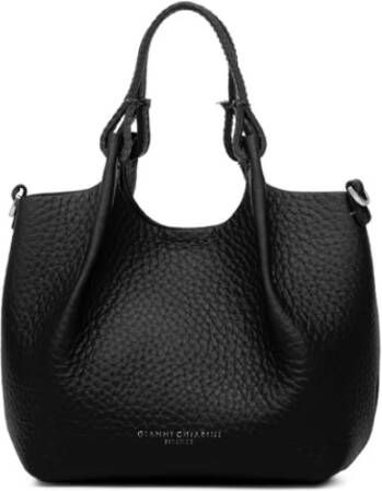 Gianni Chiarini Gestructureerde Leren Zwarte Schoudertas Black Dames - Foto 4