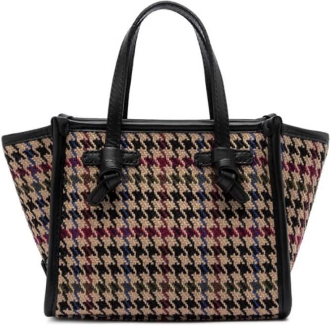 Gianni Chiarini Multicolor Miss Marcella Tas in Pied de Poule Stof Meerkleurig Dames