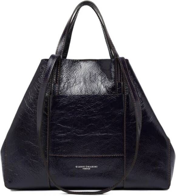 Gianni Chiarini SuperLight Medium Grootte Tote met Geometrische Sneden en Zakken Zwart Dames