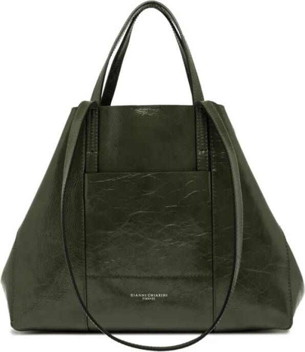 Gianni Chiarini SuperLight Medium Grootte Tote met Geometrische Uitsparingen en Zakken Groen Dames