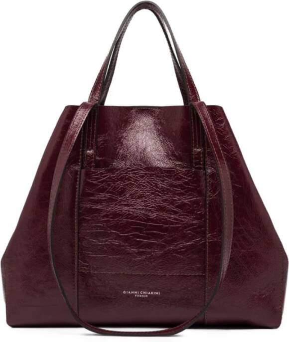 Gianni Chiarini SuperLight Medium Grootte Tote met Geometrische Uitsparingen en Zakken Red Dames