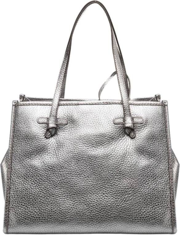 Gianni Chiarini Zilveren Marcella Tote met Contrasterende Stiksels Gray Dames