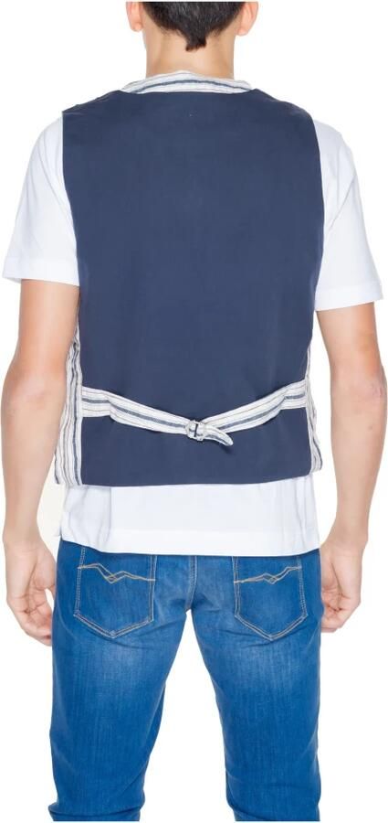 Gianni Lupo Beige Gestreept Katoenen Gilet met Knopen Multicolor Heren