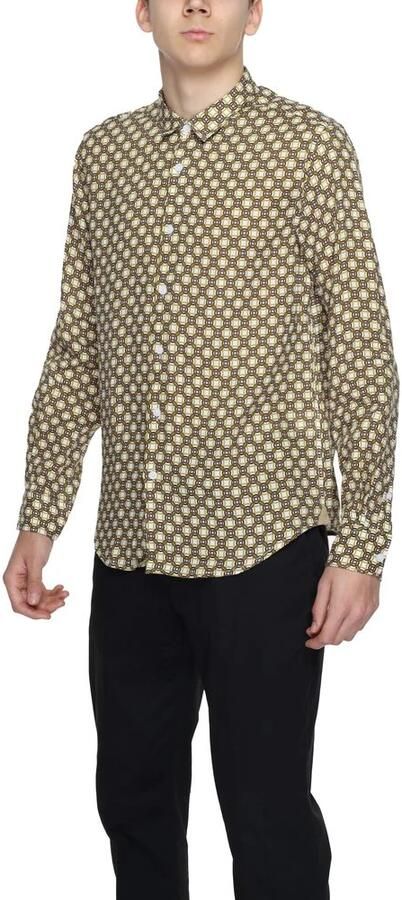 Gianni Lupo Geometrische Linnen Shirt Lange Mouwen Multicolor Heren - Foto 2