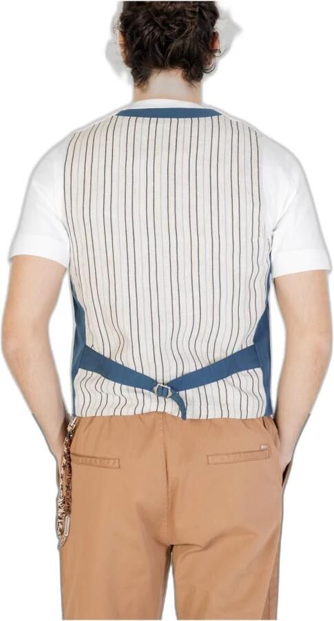 Gianni Lupo Blauw Katoen V-Hals Mouwloos Gilet Blue Heren - Foto 2