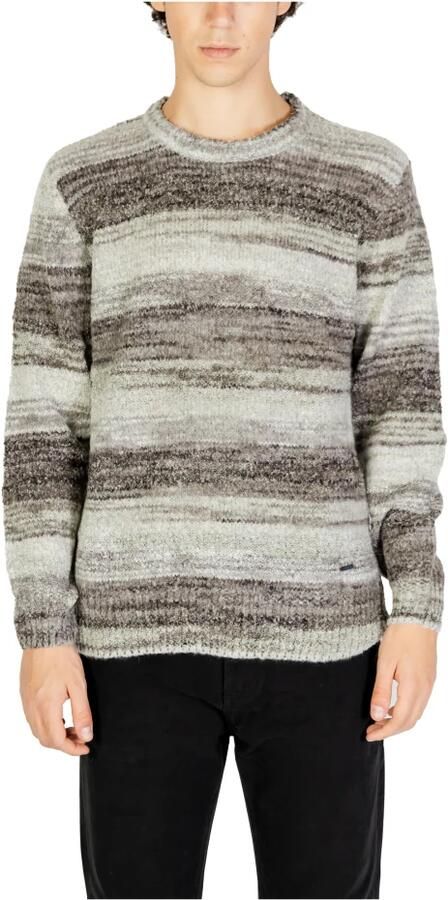 Gianni Lupo Gestreepte Gebreide Trui Herfst Winter Grijs Gray Heren - Foto 4