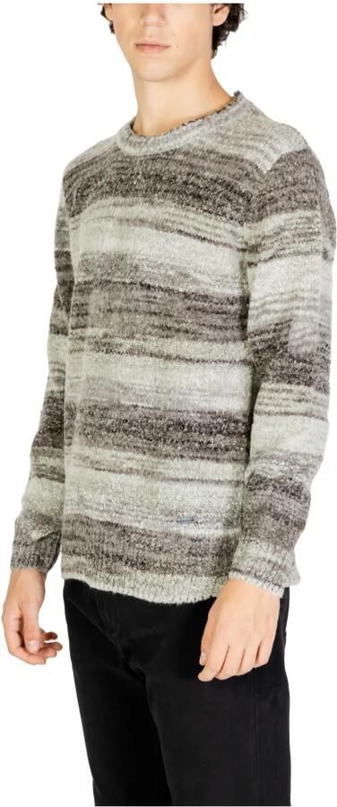 Gianni Lupo Gestreepte Gebreide Trui Herfst Winter Grijs Gray Heren - Foto 2
