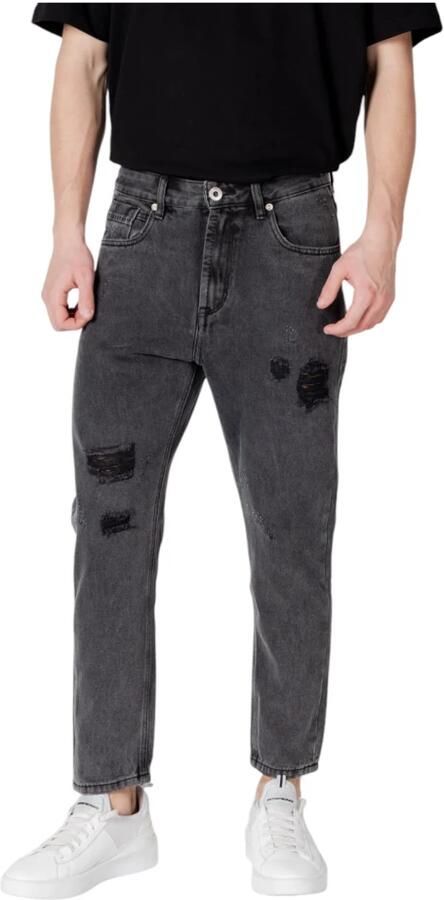 Gianni Lupo Zwarte katoenen jeans met zakken Black Heren - Foto 3