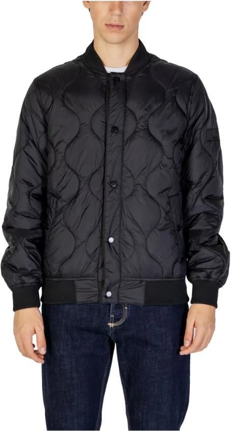 Gianni Lupo Zwarte Polyamide Jas Herfst Winter Collectie Black Heren