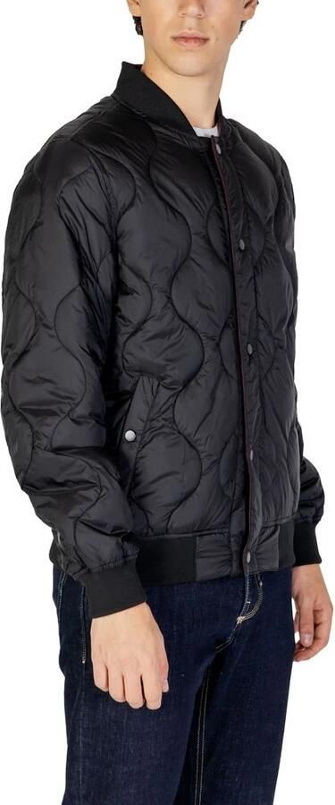 Gianni Lupo Zwarte Polyamide Jas Herfst Winter Collectie Black Heren - Foto 5