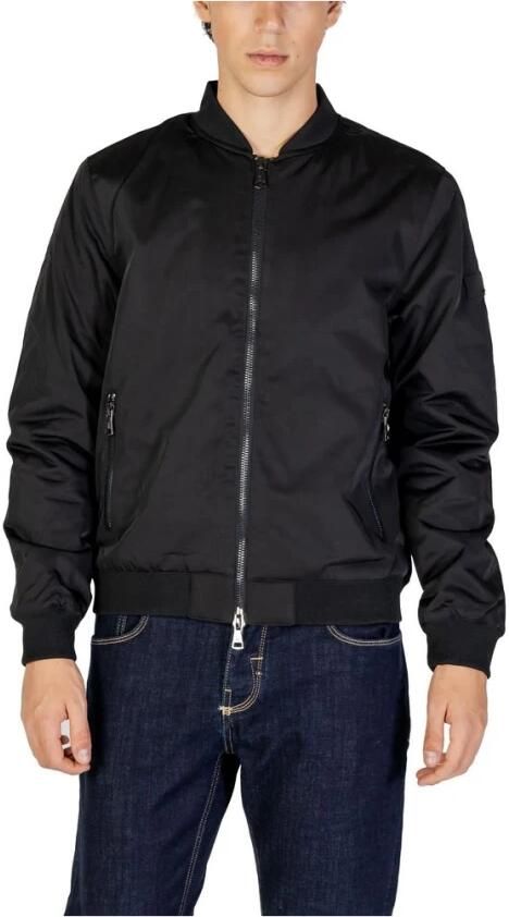 Gianni Lupo Zwarte Polyester Jas Heren Collectie Black Heren