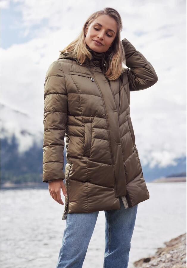 Gil Bret Gewatteerde jas met afneembare capuchon Brown Dames