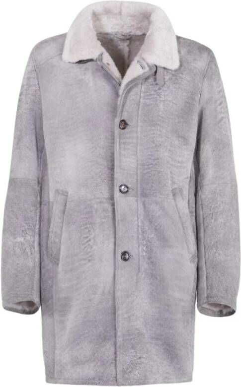 Gimo's Zacht Merinillo Suede Shearling Jas Gray Heren