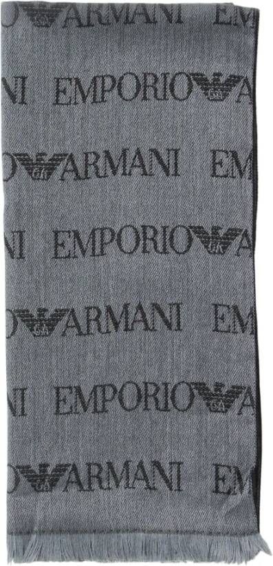 Emporio Armani Heren Sjaal met logo all over Gray Heren