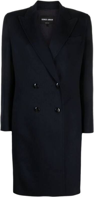 Giorgio Armani Double-Breasted Coats Blauw Dames