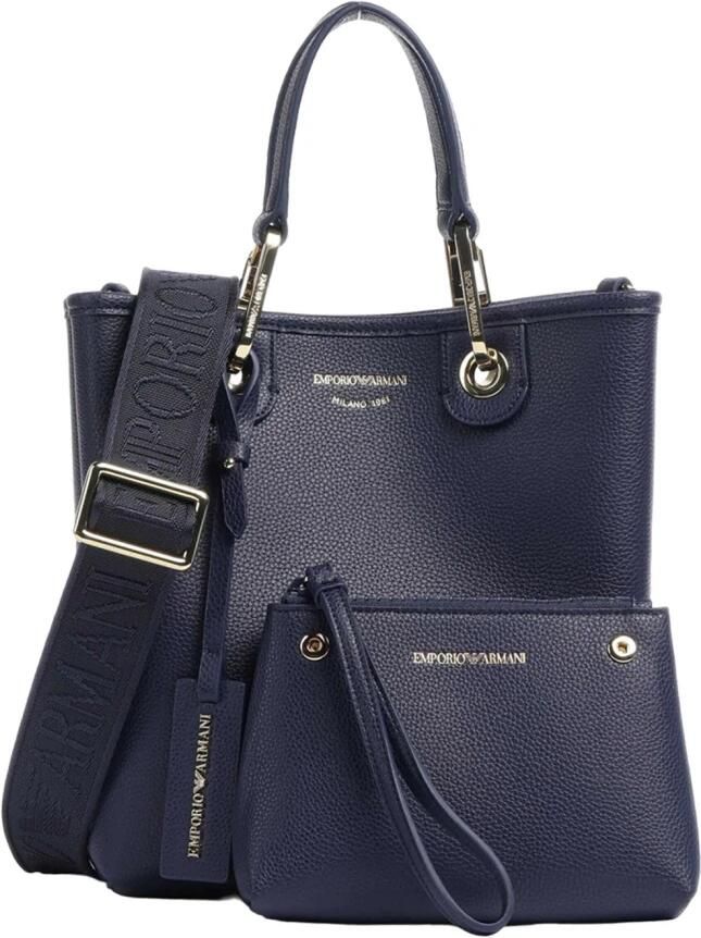 Emporio Armani Vegan Leren Bucket Handtas Set Blue Dames - Foto 4