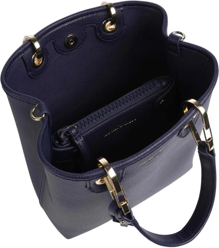 Emporio Armani Vegan Leren Bucket Handtas Set Blue Dames