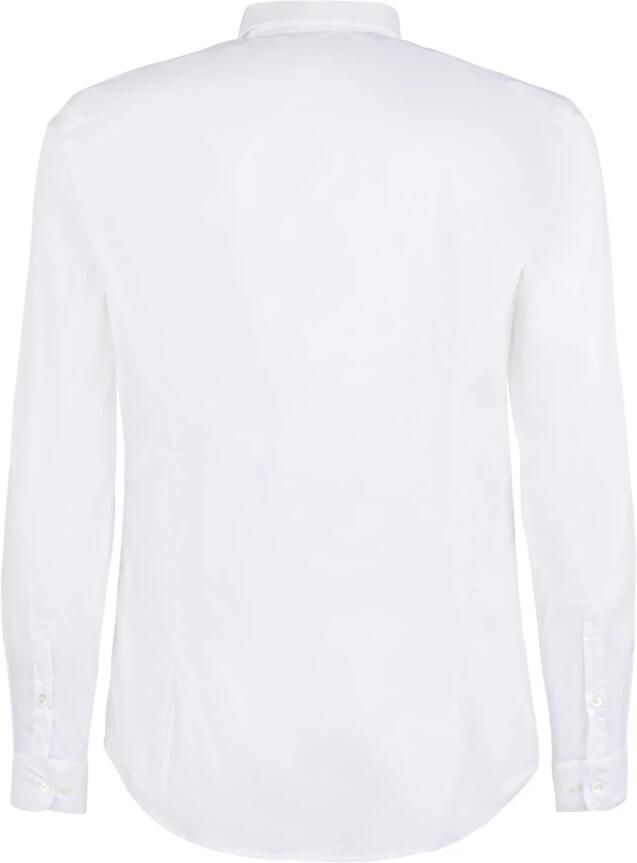 Emporio Armani Witte Stretch Stof Shirt Klassieke Kraag Lange Mouw Adelaar Borduurwerk White Heren - Foto 3