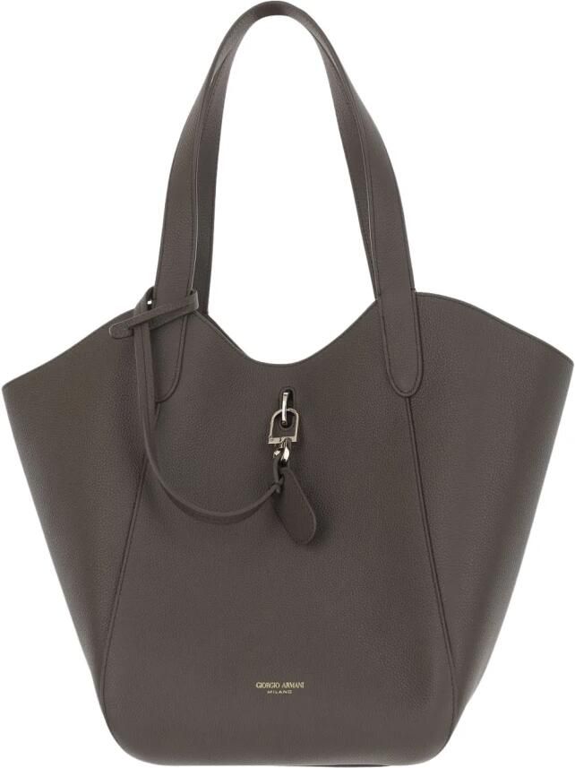 Giorgio Armani Shoppers & Totes Leather Tote Bag With Logo in bruin