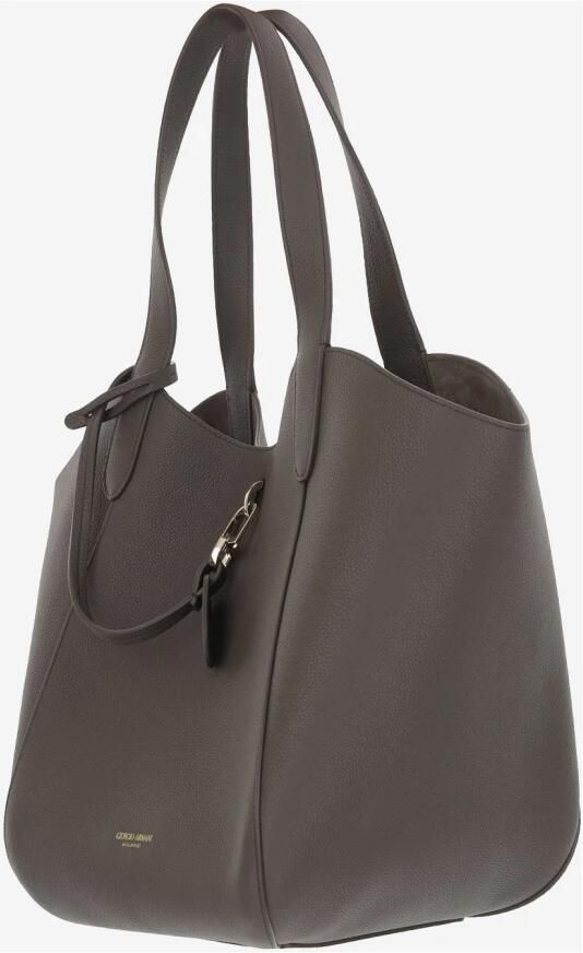 Giorgio Armani Shoppers & Totes Leather Tote Bag With Logo in bruin - Foto 5